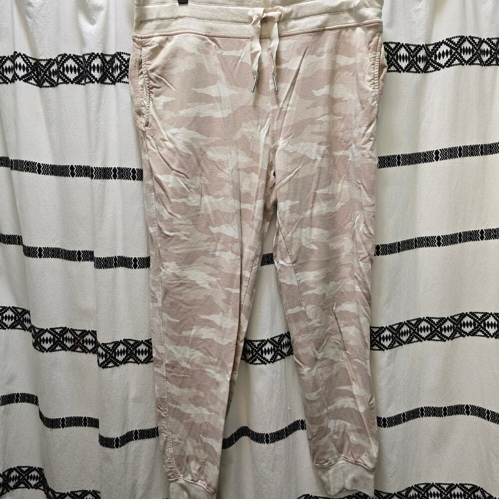 Athleta Balance tan camo jogger style sweatpants pockets drawstring size large